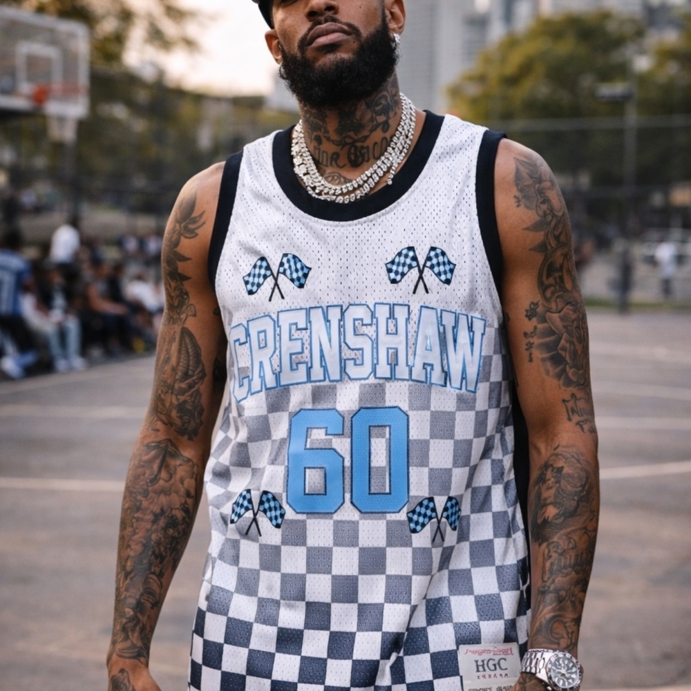 Nipsey Hussle Crenshaw Checkered Basketball Jersey Size Medium New